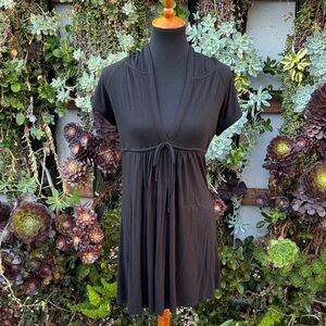 Black Short Sleeve Hooded Dress